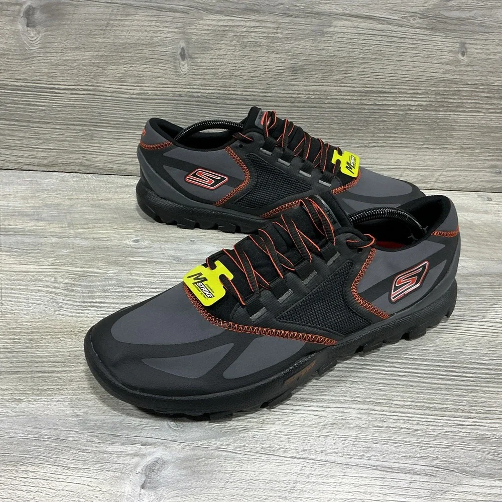 Skechers Go Trail M Strike Mens 53509 Gray Orange Minimalist Shoes Size 10.5 NEW